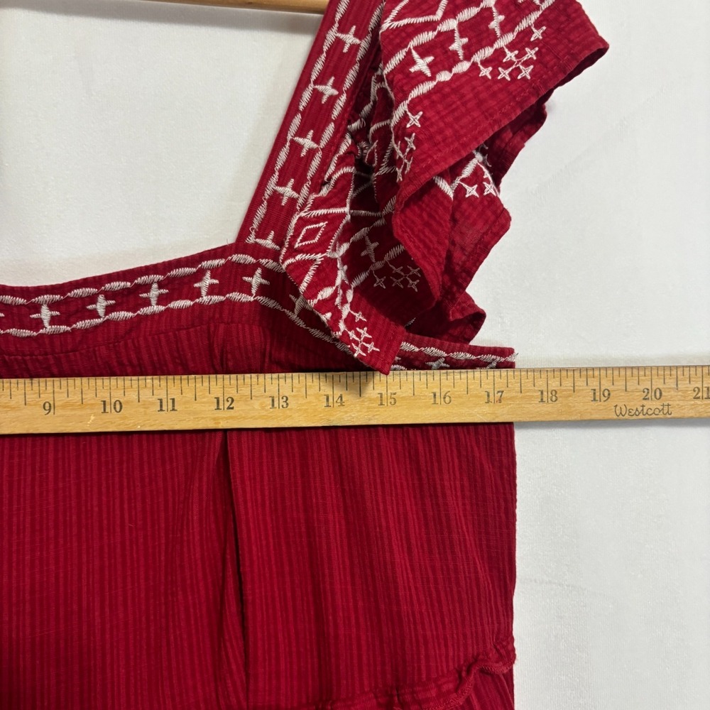 Knox Rose Womens Red Embroidered‎ Tiered Midi Dress Sz M Prairie Boho Cottage - Picture 9 of 10